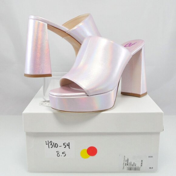 NIB$530 Bettina Vermillon Anita Platform Mules Block Heel Slip-0n Sandals 38.5 - Picture 16 of 16